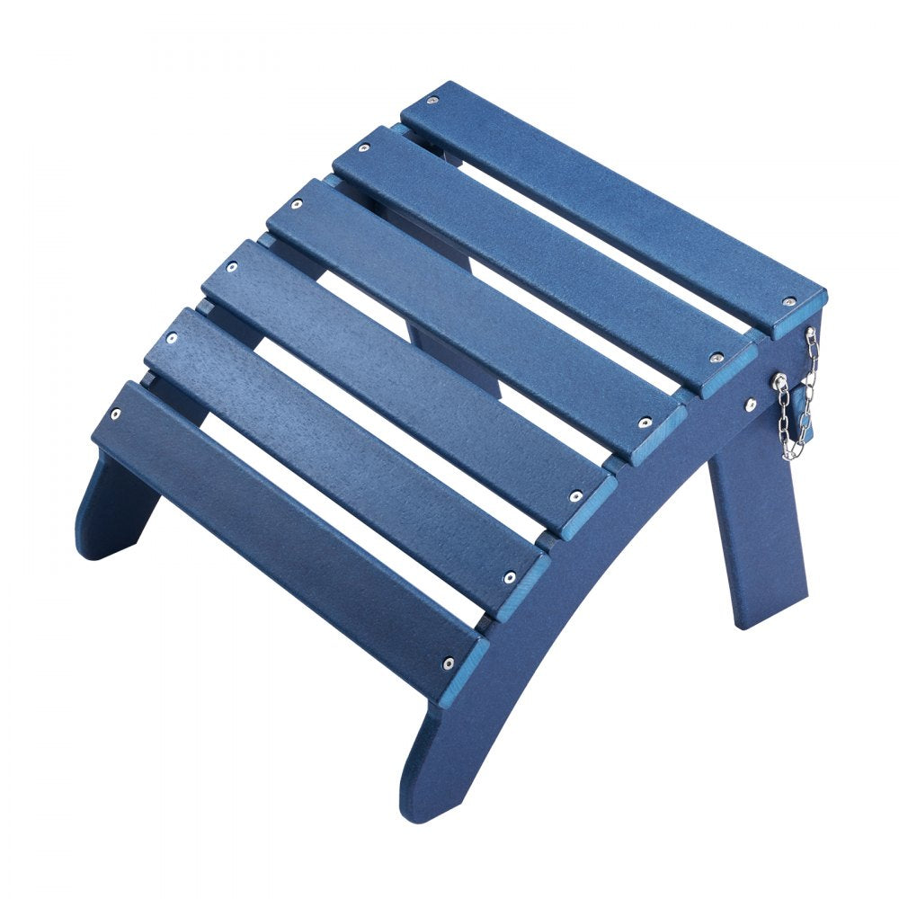 VEVOR Adirondack Ottoman Set of 2, 18.7L x 18.9W x 13.8H Inch HDPE Plastic Folding Adirondack Ottoman, Weather-Resistant Foot Rest for Adirondack Chair, Used for Outside Porch Pool Lawn Backyard, Blue