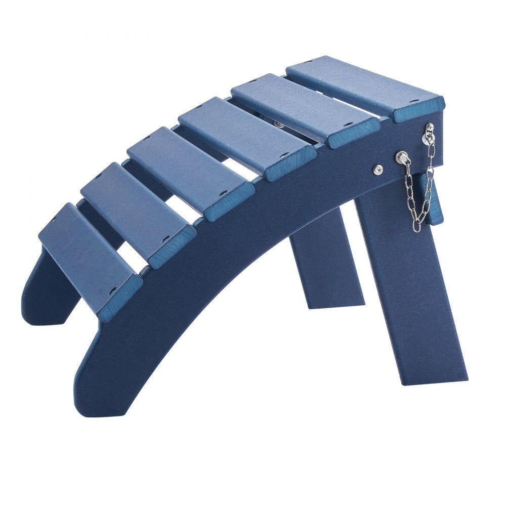 VEVOR Adirondack Ottoman Set of 2, 18.7L x 18.9W x 13.8H Inch HDPE Plastic Folding Adirondack Ottoman, Weather-Resistant Foot Rest for Adirondack Chair, Used for Outside Porch Pool Lawn Backyard, Blue