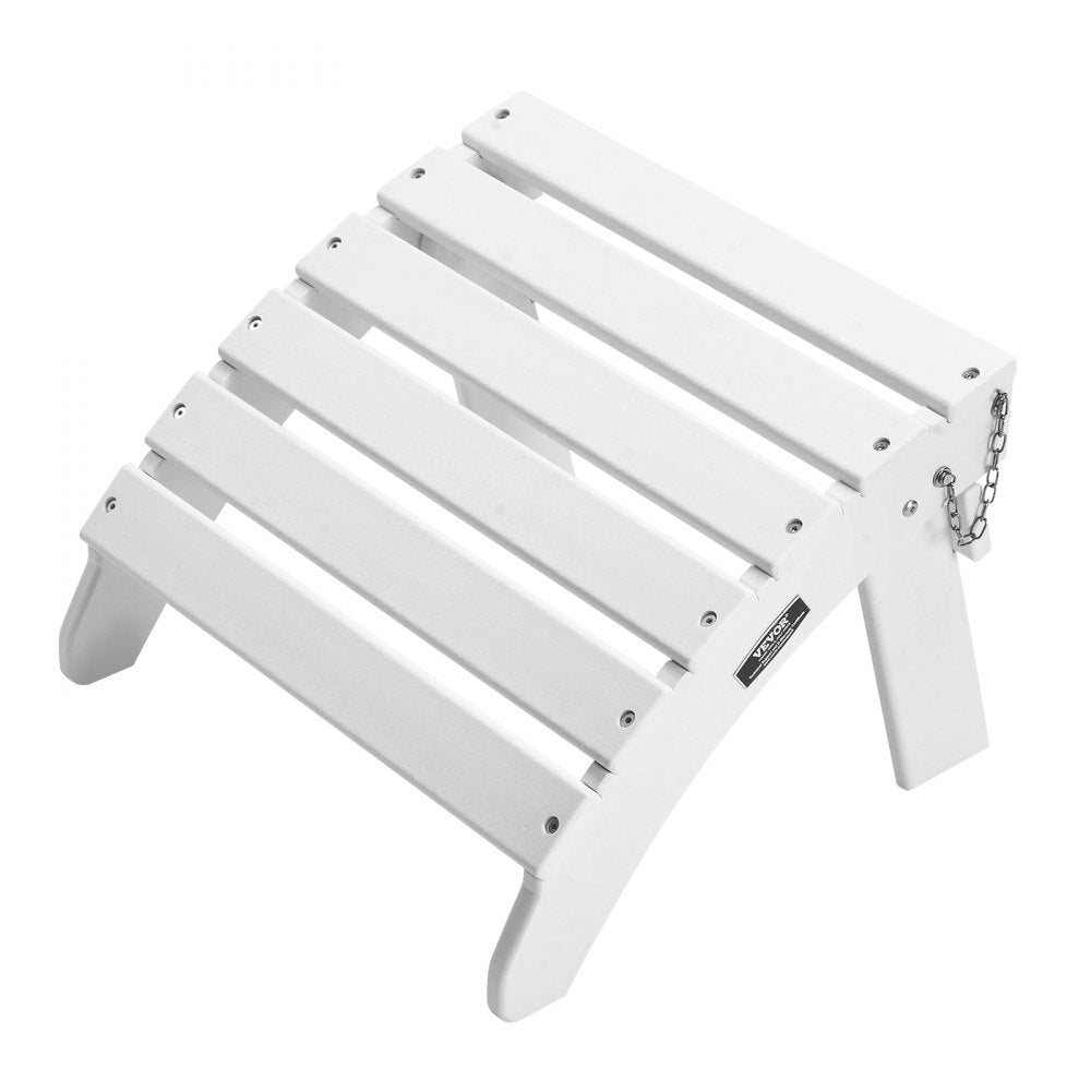 VEVOR Adirondack Ottoman, 17.7L x 19.7W x 13.8H Inch HDPE Plastic Folding Adirondack Ottoman, Weather-Resistant Foot Rest for Adirondack Chair, Widely Used for Outside Porch Pool Lawn Backyard, White