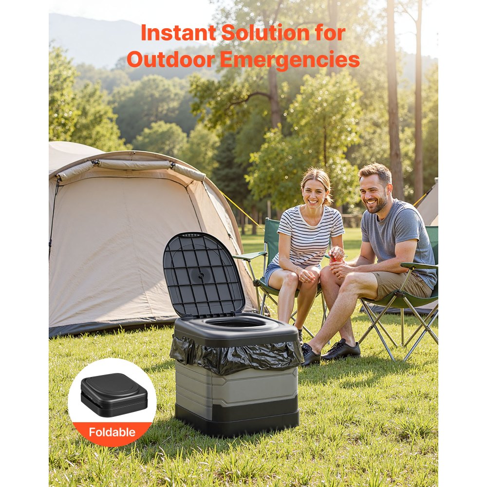 VEVOR Portable Toilet, 330 lbs Load Capacity, Folding Camping Toilet for Adults, Outdoor Travel Potty with Carry Bag, Trash Bags, Suitable for Home Use, RV Travel, Camping, Hiking, Boating, Car, Trips