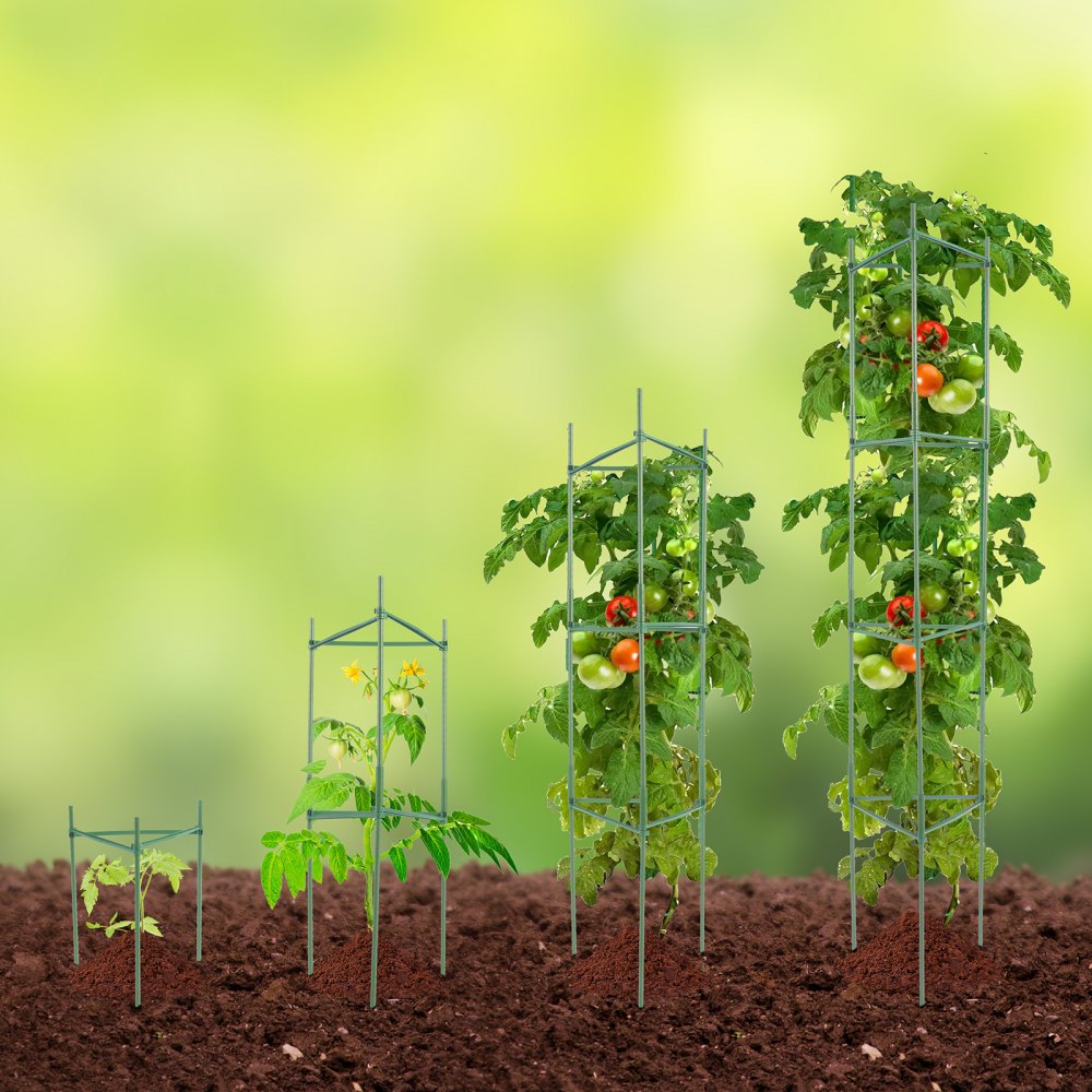 VEVOR 6 Packs Tomato Cages for Garden, 48 inch Tomato Trellis Plant Stakes Support, Stackable Tall Plant Support Cage, for Raised Garden Bed, Vegetables Flowers and Climbing Plants
