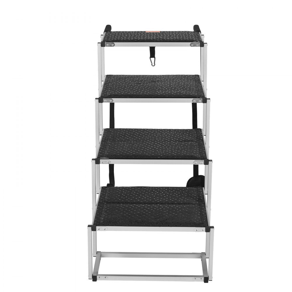 VEVOR Dog Stair for Cars, Wide 4-step Dog Car Steps, Folding Dog Car Ramp with Nonslip Surface, Portable Pet Steps Lightweight Aluminum for Car, SUV and Truck, Supports up to 250 lbs
