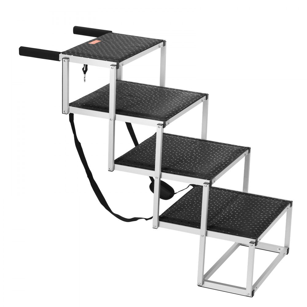 VEVOR Dog Stair for Cars, Wide 4-step Dog Car Steps, Folding Dog Car Ramp with Nonslip Surface, Portable Pet Steps Lightweight Aluminum for Car, SUV and Truck, Supports up to 250 lbs