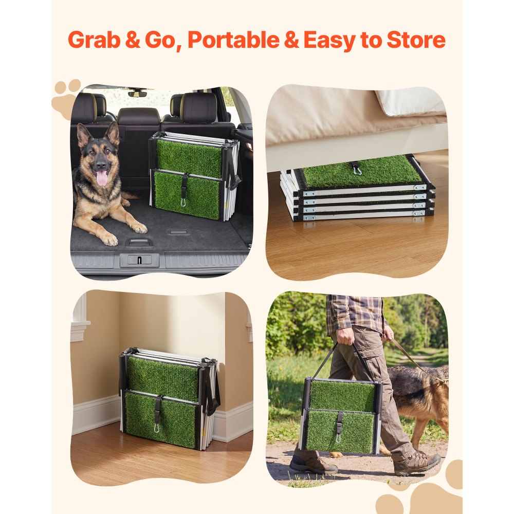 VEVOR Dog Stairs for Car, 4 Steps Extra Wide Foldable Dog Ramp for Large Dogs with Non-Slip Surface, Portable Lightweight Pet Stairs Ladder for Car, SUV, Truck, High Bed, Sofa, Support up to 200 lbs