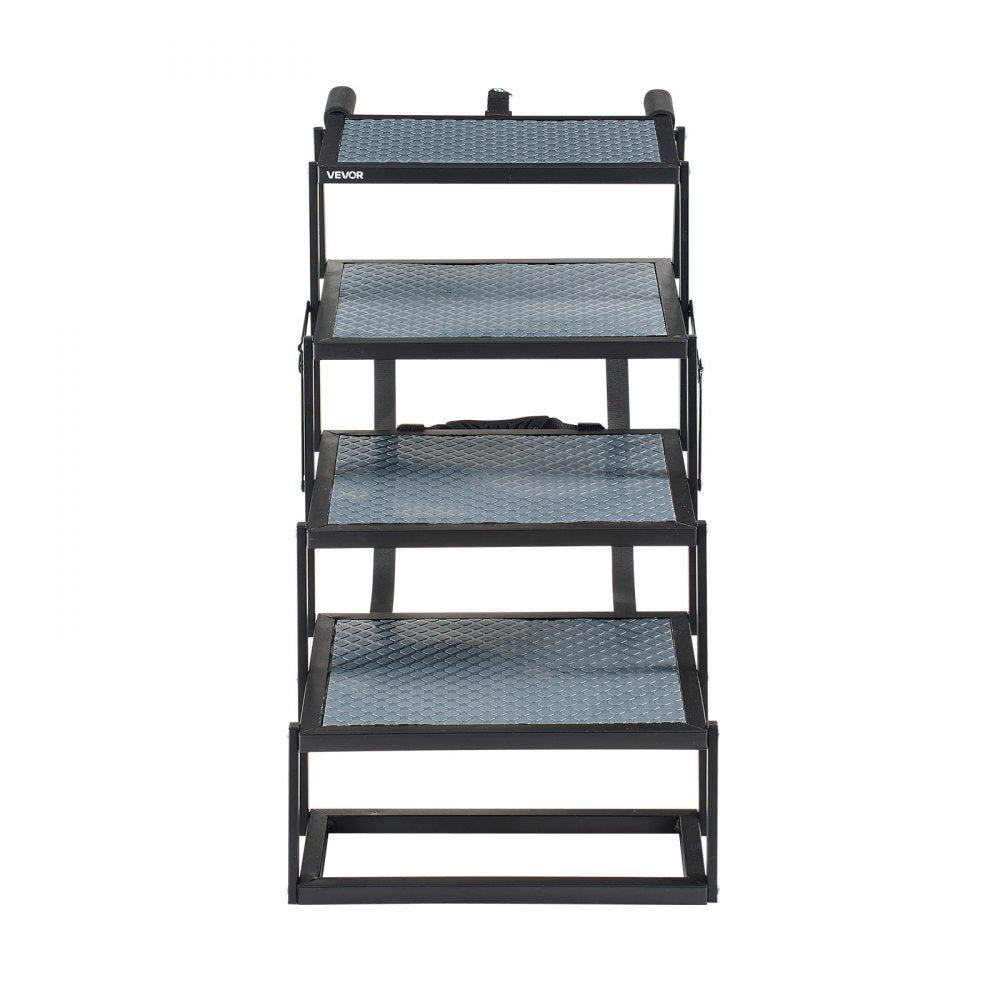 VEVOR Dog Stairs for Car, 4 Steps Extra Wide Foldable Dog Ramp for Large Dogs with Non-Slip Surface, Portable Lightweight Pet Stairs Ladder for Car, SUV, Truck, High Bed, Sofa, Support up to 400 lbs
