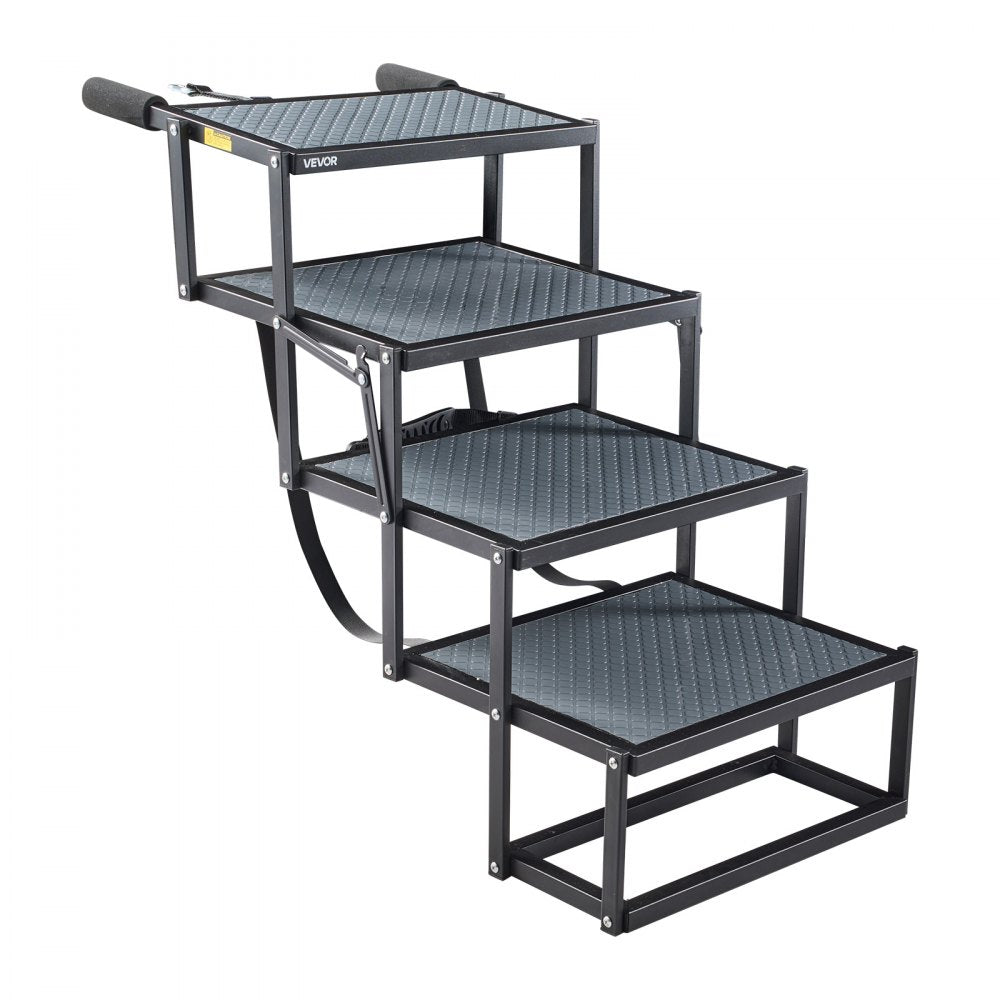 VEVOR Dog Stairs for Car, 4 Steps Extra Wide Foldable Dog Ramp for Large Dogs with Non-Slip Surface, Portable Lightweight Pet Stairs Ladder for Car, SUV, Truck, High Bed, Sofa, Support up to 400 lbs