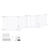 VEVOR Freestanding Dog Gate 24" Tall 4-Panel Foldable Metal Pet Gate White, For Stairs Doorways, Dual-Triangle Support, Sturdy Metal Construction, Freestanding or Wall Mount, Flexible Shapes, Easy Fit