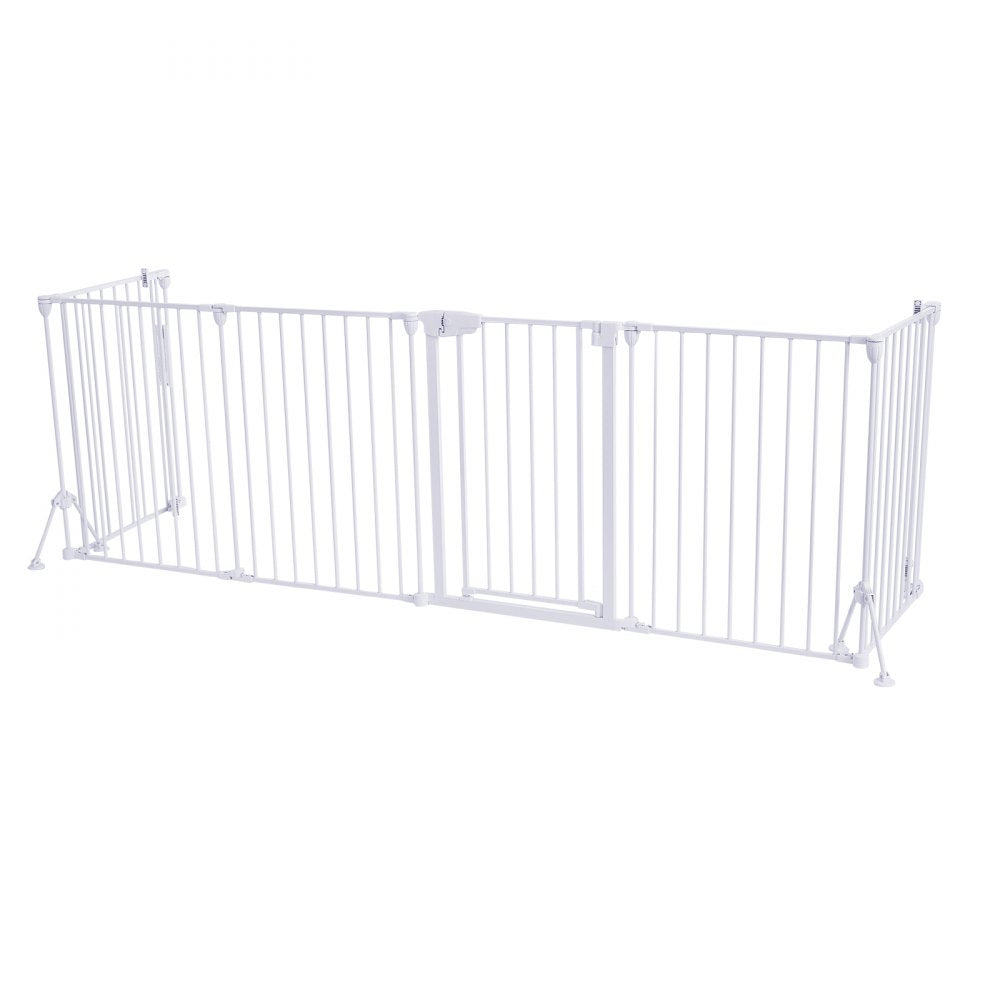 VEVOR Freestanding Dog Gate 32" Tall 6-Panel Foldable Metal Pet Gate White, For Stairs Doorways, Dual-Triangle Support, Sturdy Metal Construction, Freestanding or Wall Mount, Flexible Shapes, Easy Fit