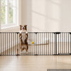 VEVOR Freestanding Dog Gate 30" Tall 6-Panel Foldable Metal Pet Gate Black, For Stairs Doorways, Dual-Triangle Support, Sturdy Metal Construction, Freestanding or Wall Mount, Flexible Shapes, Easy Fit