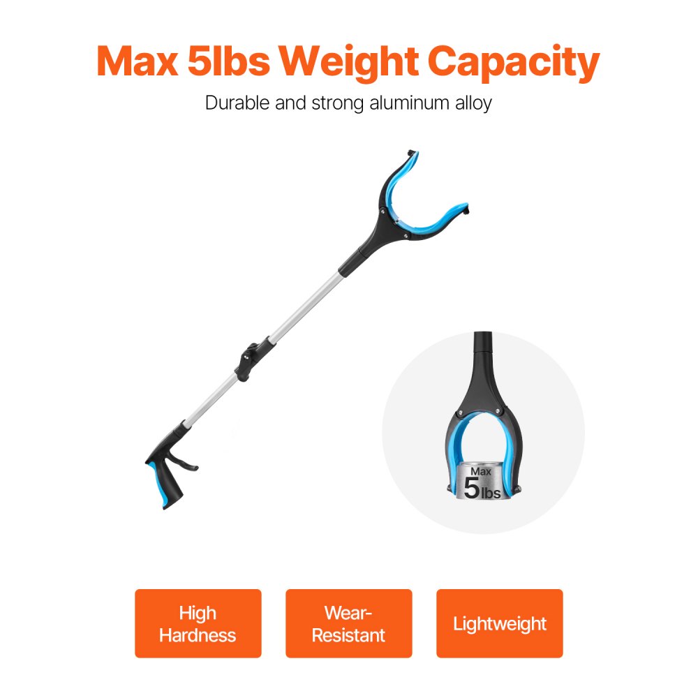 VEVOR Grabber Reacher Tool, 2-Pack 34" Foldable Reacher Grabber Pickup Tool with 360° Rotating Wide Jaw and Dual-Sided Magnet, Lightweight Grabber Reacher Tool for Seniors, Trash Picker Upper Grabber