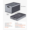 VEVOR Plastic Collapsible Storage Bins with Lids, 65L 3 Packs, Stackable Folding Storage Crates with Handles, Holds 84 lbs Per Bin, Heavy Duty Containers, Space-Saving Baskets, for Home Organizing
