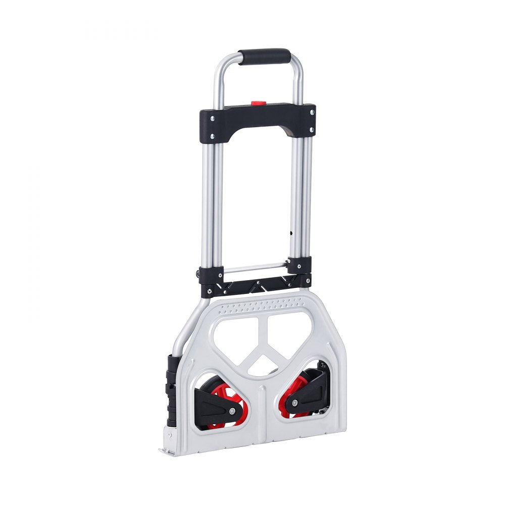 VEVOR Folding Hand Truck and Dolly, 176 lbs Capacity, Aluminum Foldable Cart, Heavy-Duty Luggage Trolley Cart with Telescoping Handle and PP+TPR Wheels for Home, Office, Shopping, Travel