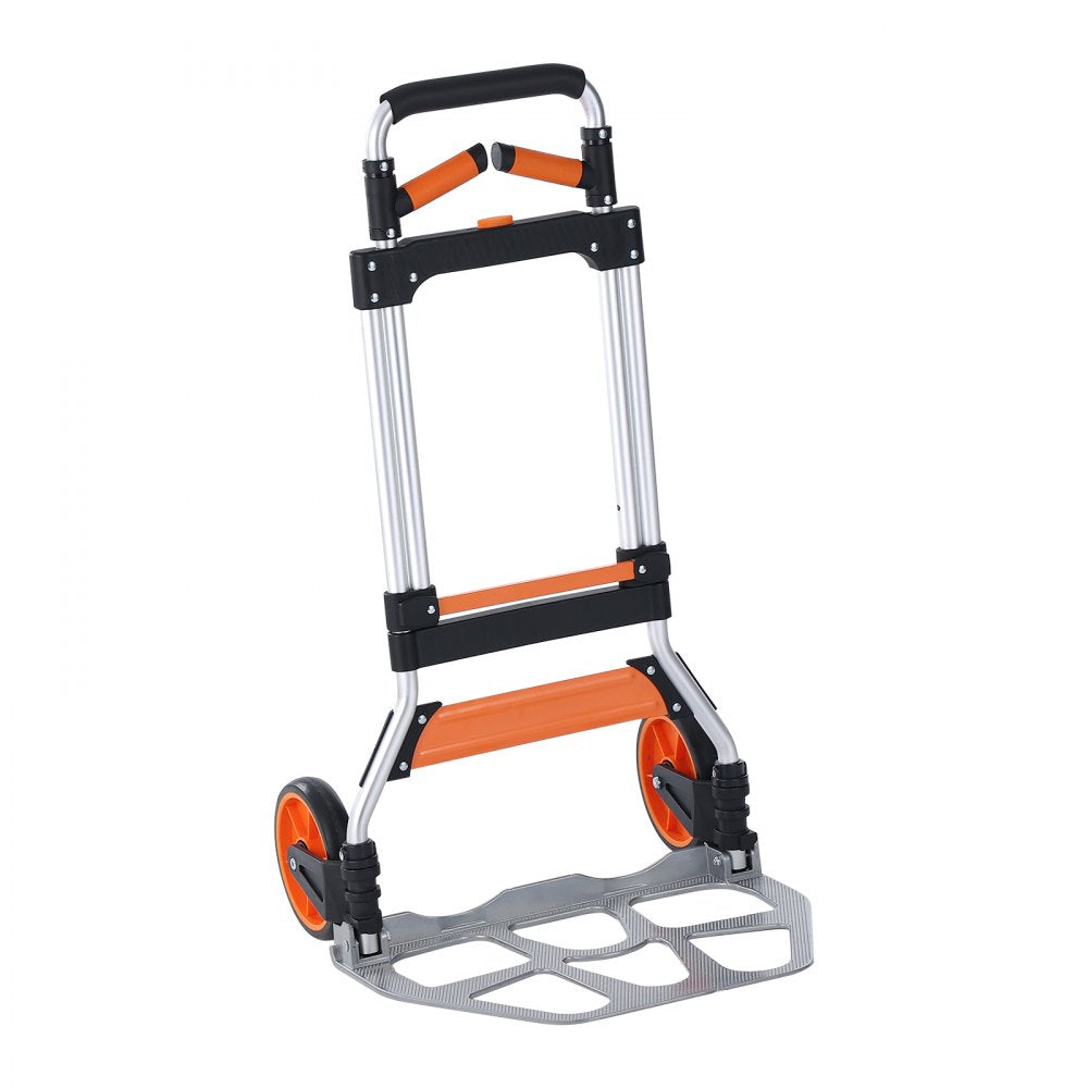 VEVOR Folding Hand Truck, 309 lbs Load Capacity, Aluminum Portable Cart, Convertible Hand Truck and Dolly with Telescoping Handle and PP+TPR Wheels, Ultra Lightweight Super Strong for Moving Warehouse