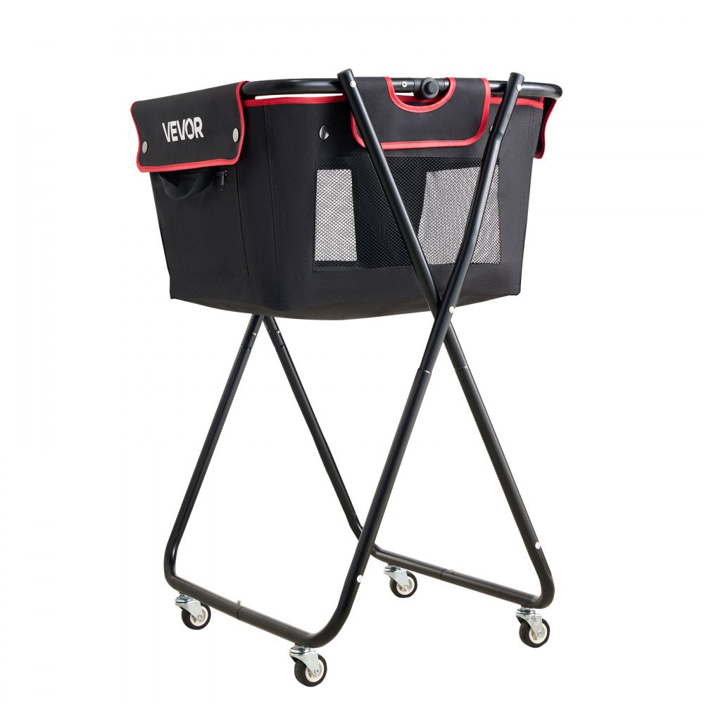 VEVOR Tennis Ball Hopper, Holds 175 Tennis Balls or 290 Pickleballs, Foldable Pickleball Basket Cart with Wheels for Easy Pick Up, Portable Baseball Cart Caddy with Storage Bag, for Training Coaching