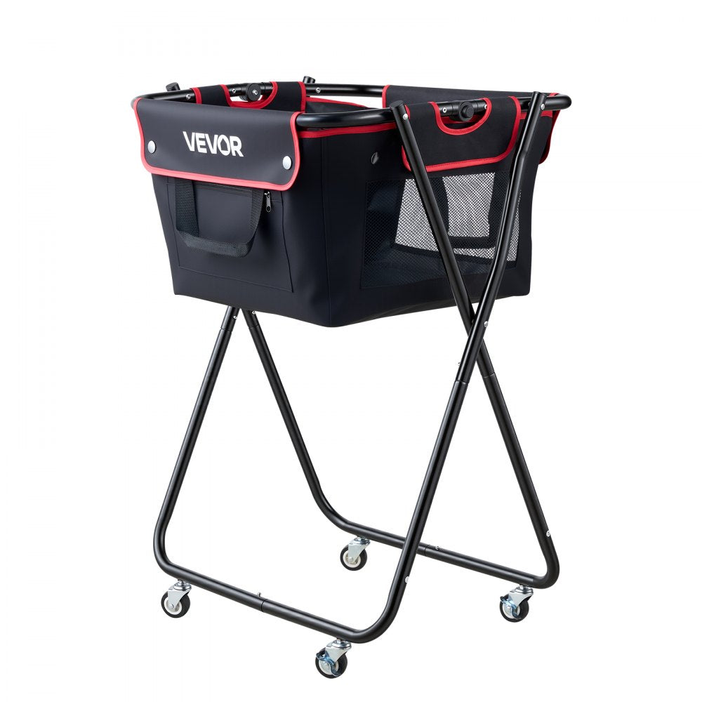 VEVOR Tennis Ball Hopper, Holds 175 Tennis Balls or 290 Pickleballs, Foldable Pickleball Basket Cart with Wheels for Easy Pick Up, Portable Baseball Cart Caddy with Storage Bag, for Training Coaching