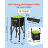 VEVOR Tennis Ball Hopper, Holds 150 Tennis Balls, Foldable Pickleball Basket Cart with Wheels for Easy Pick Up, Lightweight Aluminum Alloy, Portable Pickleball Caddy with Storage Bag, for Training