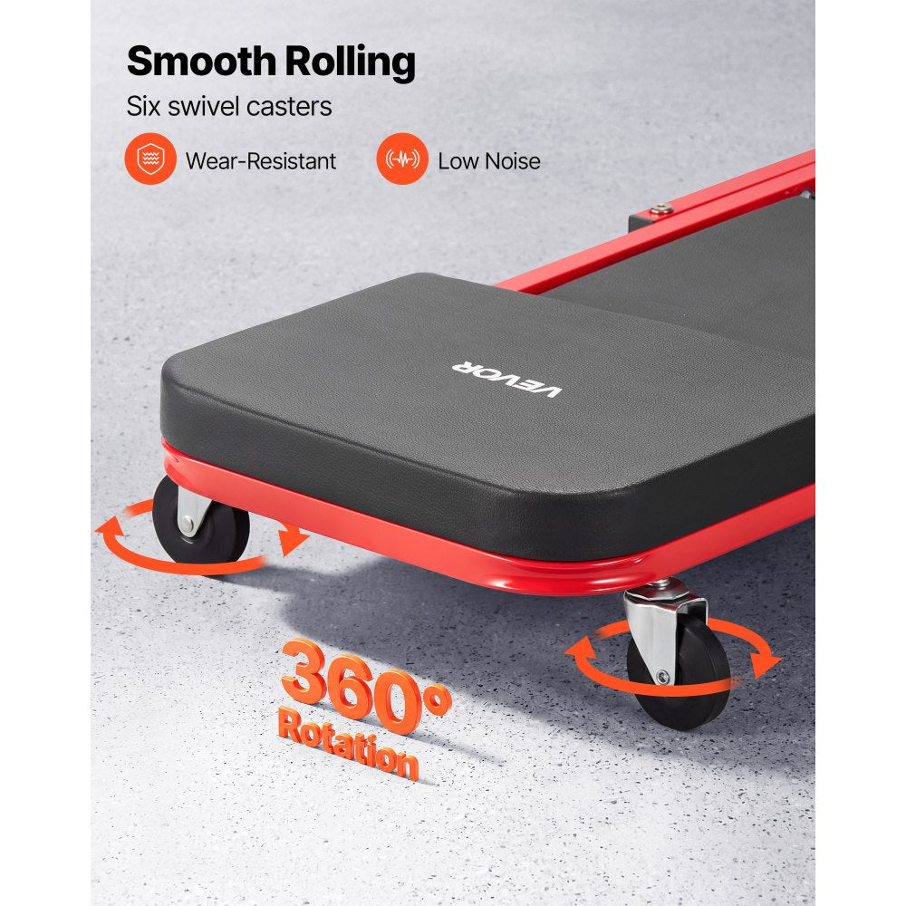 VEVOR 40 in 2-in-1 Folding Mechanic Creeper, Z Creeper Seat & Under Car Garage Roller, 450 lbs Rolling Creeper Stool with 6 Swivel Casters, Padded Headrest for Auto Repair