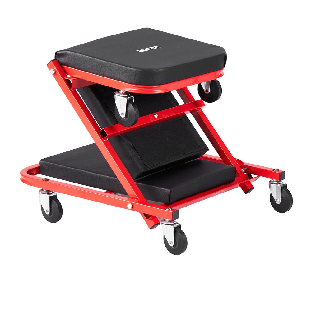 VEVOR 40 in 2-in-1 Folding Mechanic Creeper, Z Creeper Seat & Under Car Garage Roller, 450 lbs Rolling Creeper Stool with 6 Swivel Casters, Padded Headrest for Auto Repair