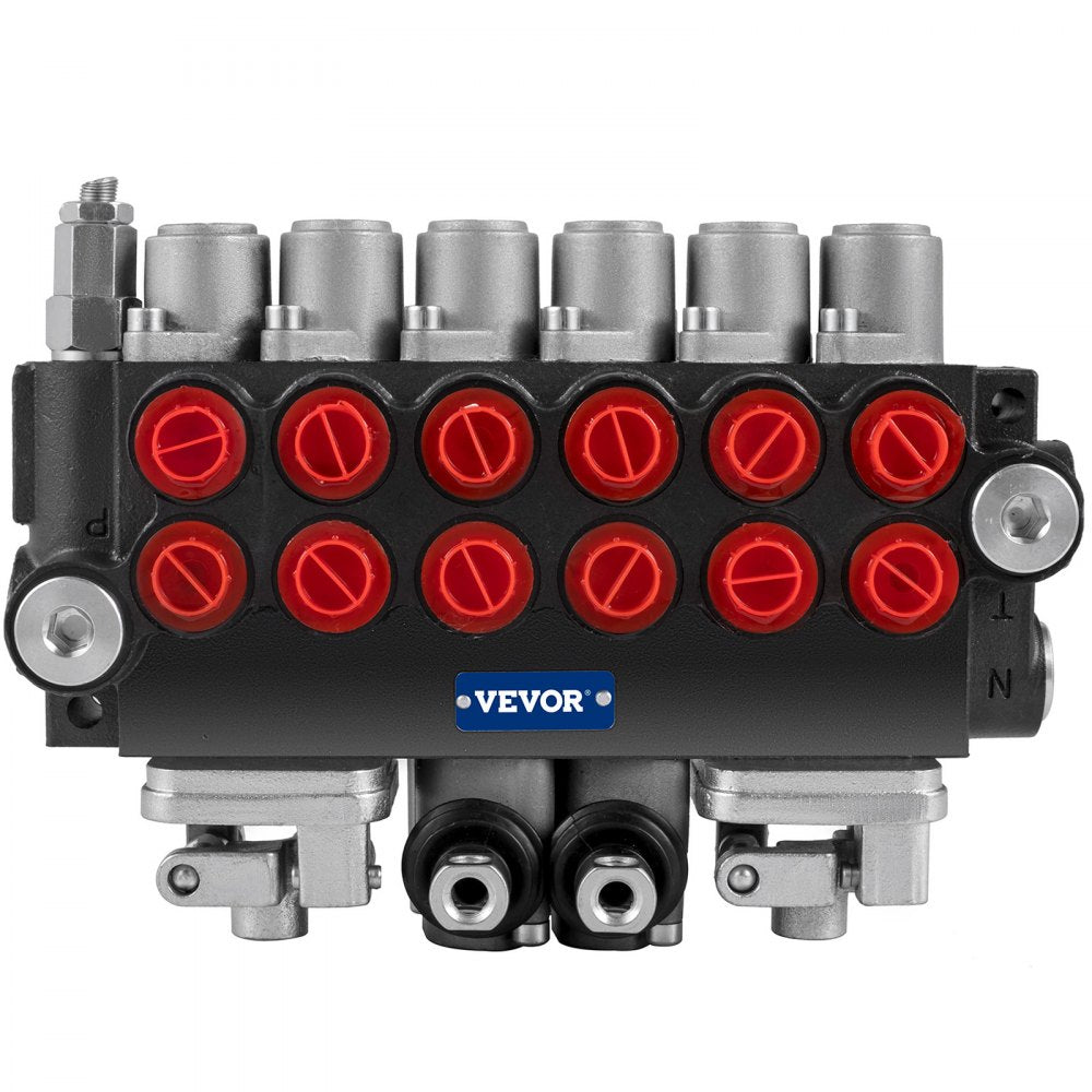 Tuspuzz Hydraulic Directional Control Valve, 6 Spool Hydraulic Spool Valve, 11 GPM Hydraulic Loader Valve, 4500 PSI Directional Control Valve, Hydraulic Valves and Controls for Tractors Loaders Tanks