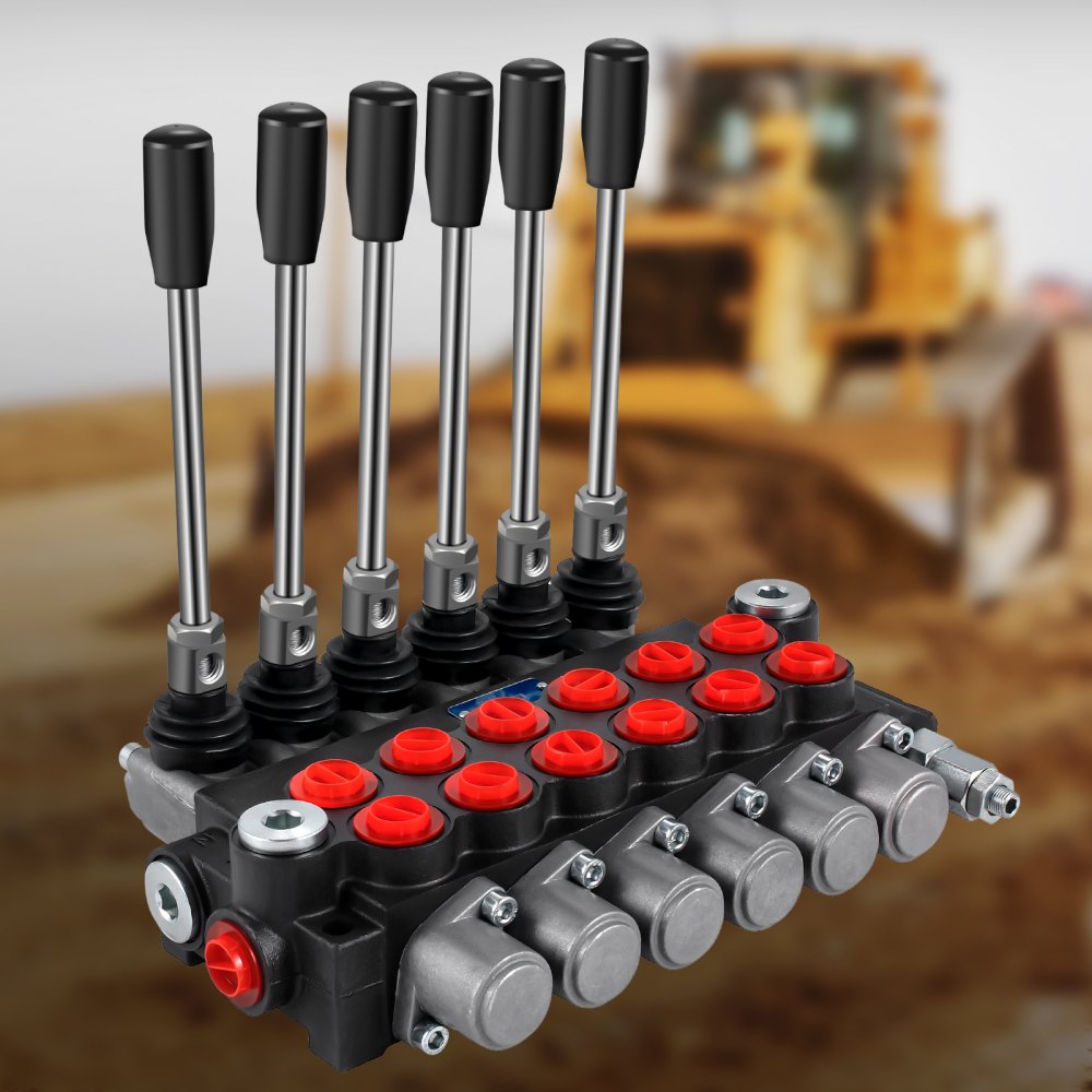 VEVOR Hydraulic Directional Control Valve, 6 Spool Hydraulic Spool Valve, 11 GPM Hydraulic Loader Valve, 3600 PSI Directional Control Valve, Hydraulic Valves And Controls For Tractors Loaders Tanks