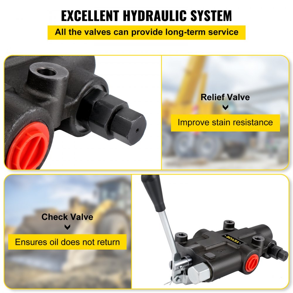 VEVOR Hydraulic Directional Control Valve, 1 Spool Hydraulic Spool Valve, 21 GPM Hydraulic Loader Valve, 3600 PSI Directional Control Valve, Hydraulic Valves And Controls For Tractors Loaders Tanks