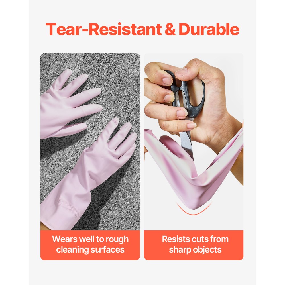 VEVOR Reusable Dishwashing Gloves, 2 Pairs Colorful Reusable Household Kitchen Cleaning Gloves for Washing Dishes and Cleaning Tasks, Flexible Long-lasting and Non-Slip, Large, Pink + Purple