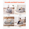 VEVOR Bean Bag Bed Chair, Convertible Chair from BeanBag to Lounge or Mattress, Gaint Bean Bag Chair Bed with Washable Cover for Adults, Fluffy Plush, Foam Filling and Side Pocket, Grey(Full Size)