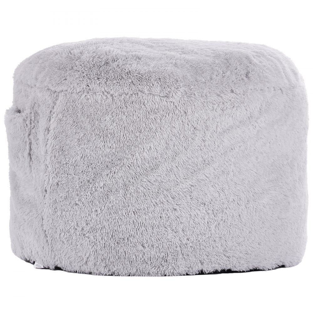 VEVOR Bean Bag Bed Chair, Convertible Chair from BeanBag to Lounge or Mattress, Gaint Bean Bag Chair Bed with Washable Cover for Adults, Fluffy Plush, Foam Filling and Side Pocket, Grey(Full Size)