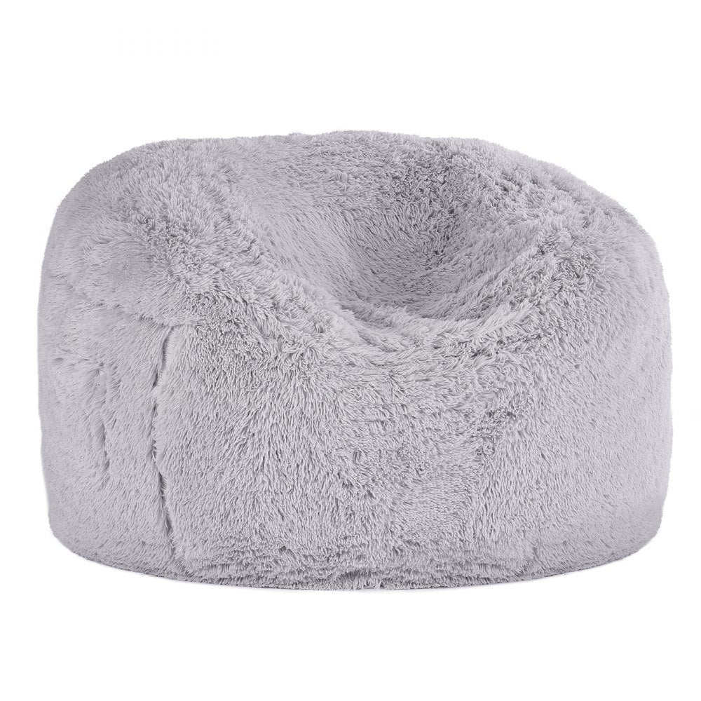 VEVOR Bean Bag Bed Chair, Convertible Chair from BeanBag to Lounge or Mattress, Gaint Bean Bag Chair Bed with Washable Cover for Adults, Fluffy Plush, Foam Filling and Side Pocket, Grey(Full Size)