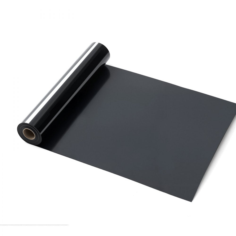 VEVOR Heat Transfer Vinyl, 12 in x 25 ft, Glossy Black HTV Iron on Vinyl Roll, Easy to Cut and Weed, Strong Adhesion, Compatible with Cutting Machines, for Various Materials, T-shirts, Pillows, Hats