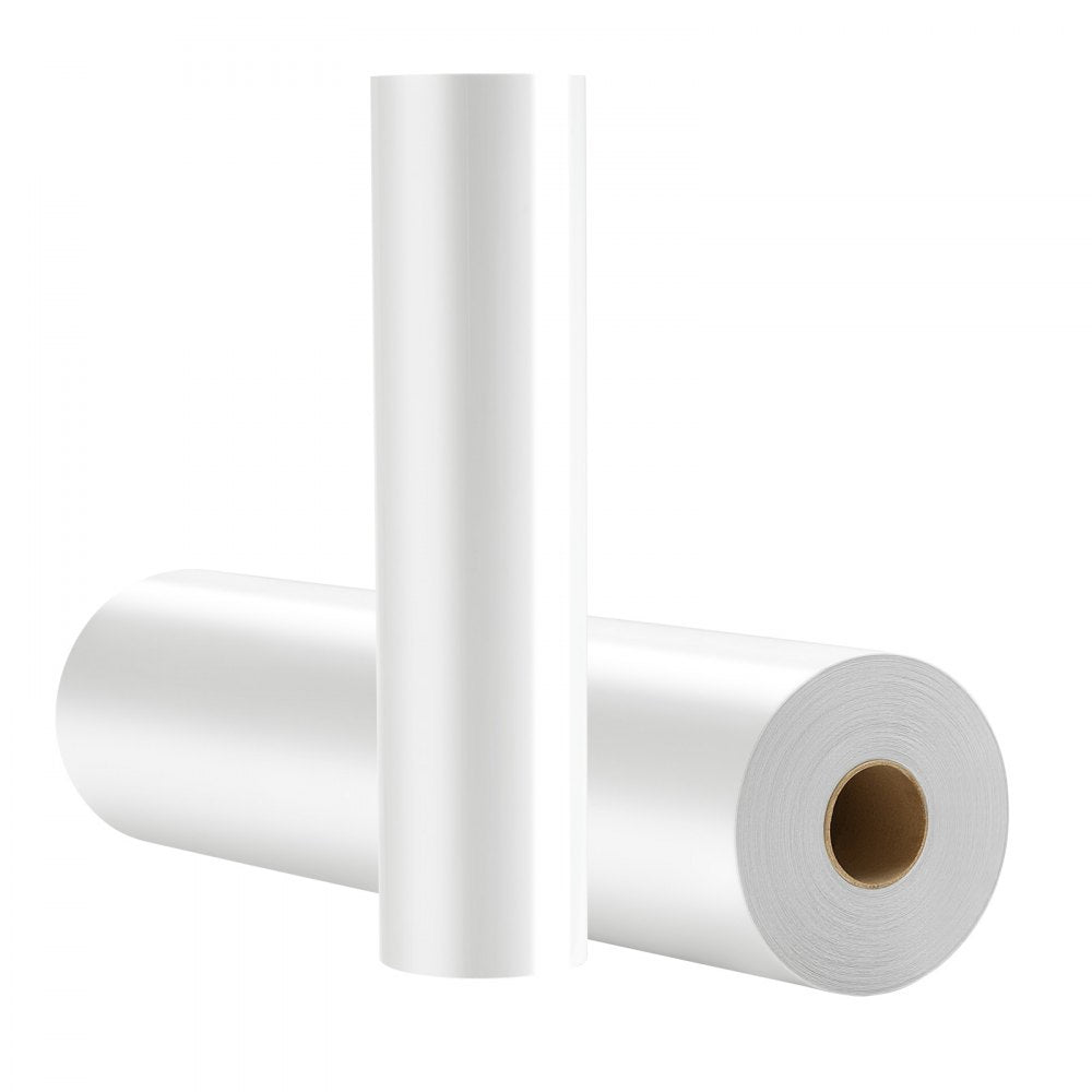 VEVOR Heat Transfer Vinyl, 12 in x 50 ft, Glossy White HTV Iron on Vinyl Roll, Easy to Cut and Weed, Strong Adhesion, Compatible with Cutting Machines, for Various Materials, T-shirts, Pillows, Hats
