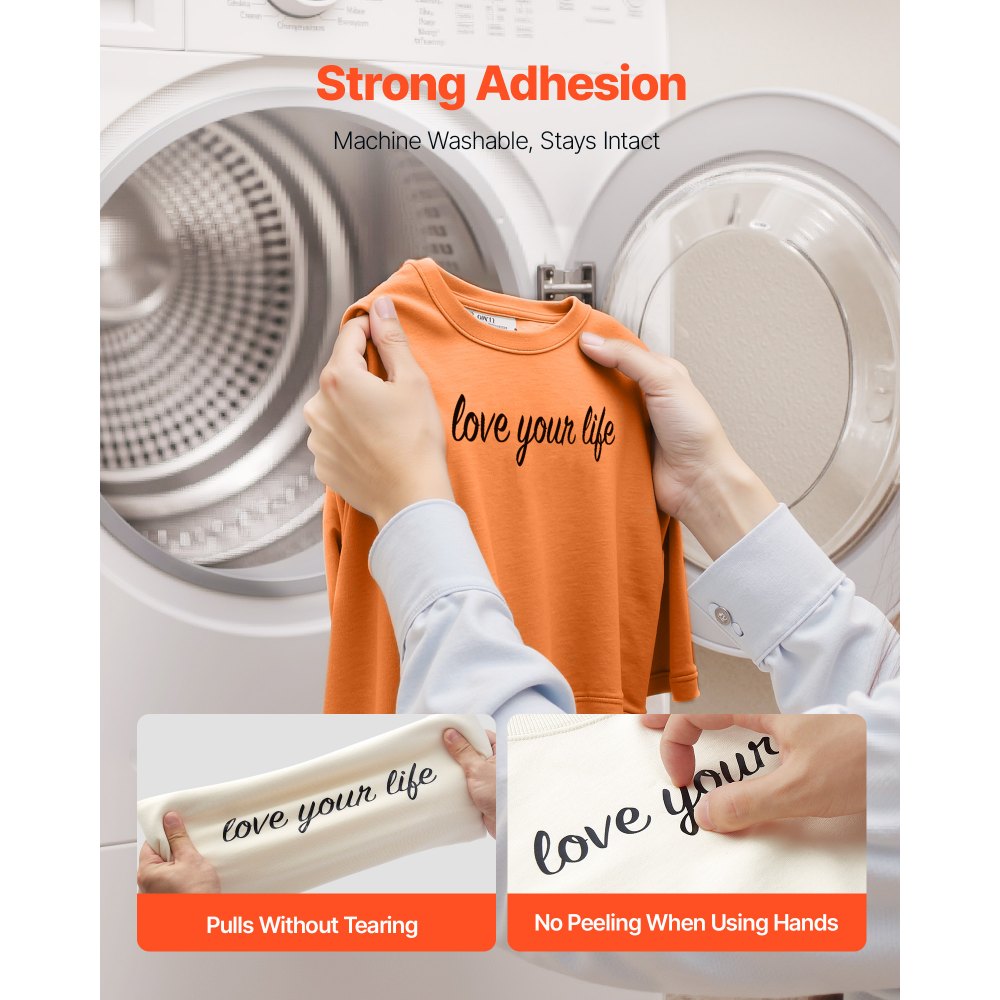 VEVOR Heat Transfer Vinyl, 12 in x 70 ft, Glossy Black HTV Iron on Vinyl Roll, Easy to Cut and Weed, Strong Adhesion, Compatible with Cutting Machines, for Various Materials, T-shirts, Pillows, Hats