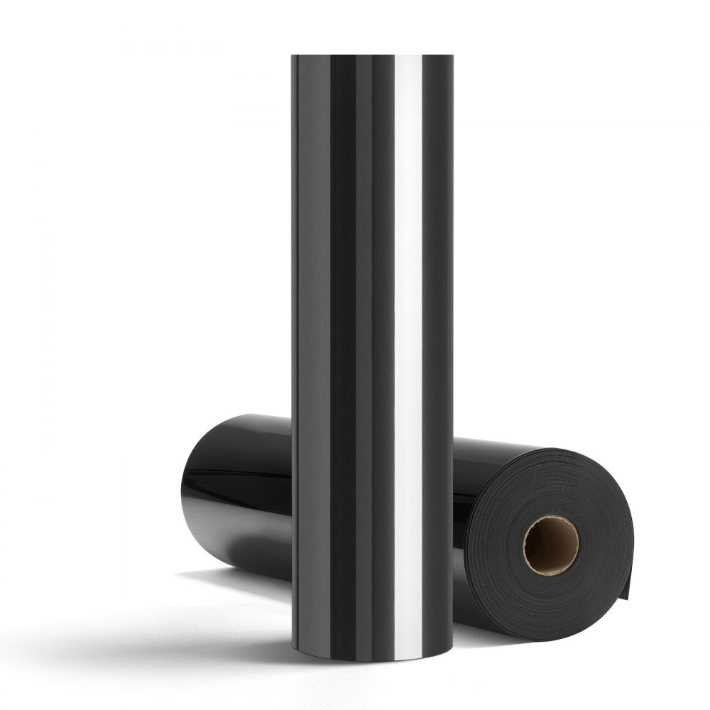 VEVOR Heat Transfer Vinyl, 12 in x 70 ft, Glossy Black HTV Iron on Vinyl Roll, Easy to Cut and Weed, Strong Adhesion, Compatible with Cutting Machines, for Various Materials, T-shirts, Pillows, Hats