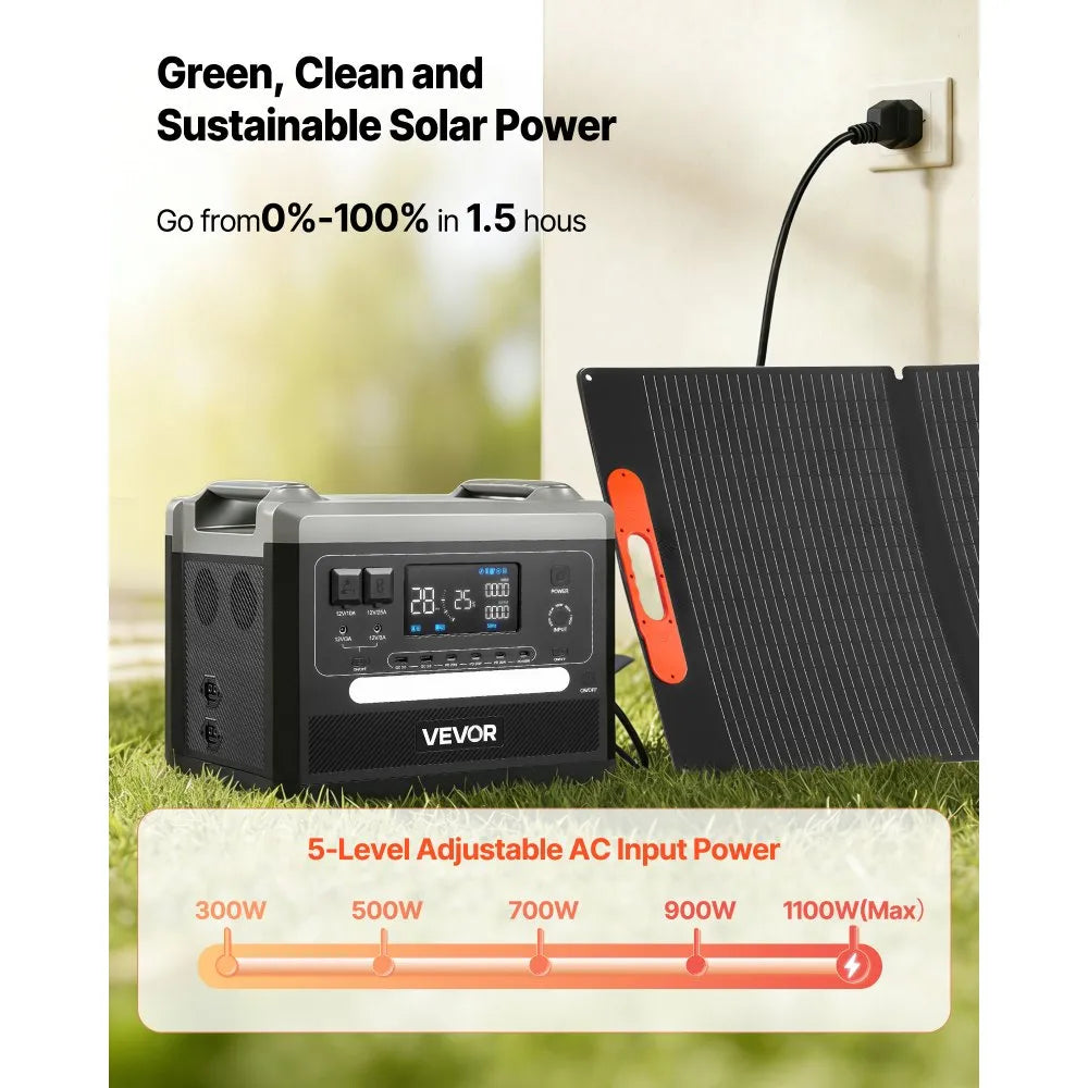 VEVOR Portable Power Station clean sustainable solar power (adjustable AC input power)