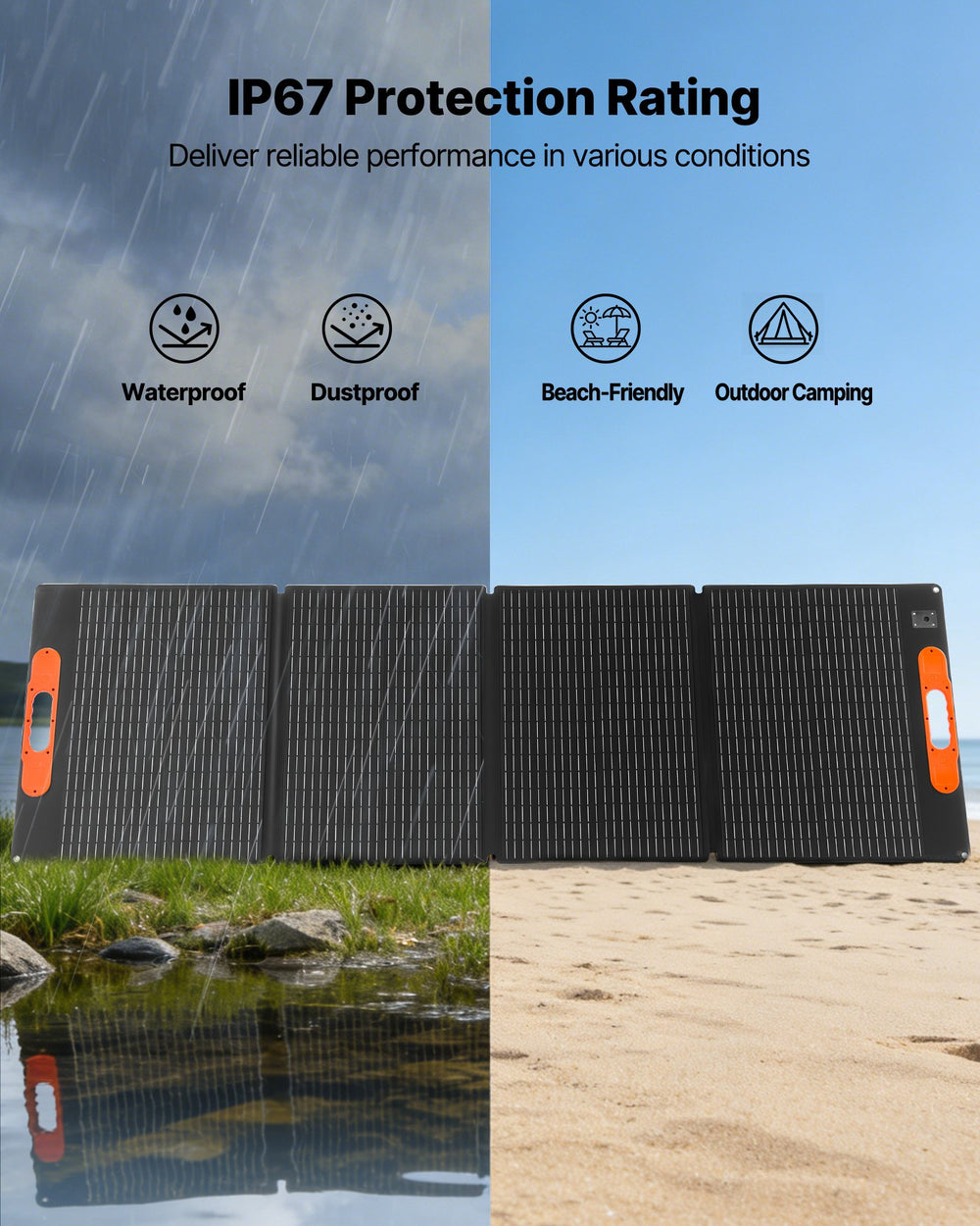 VEVOR 200W foldable solar panel IP67 protection rating