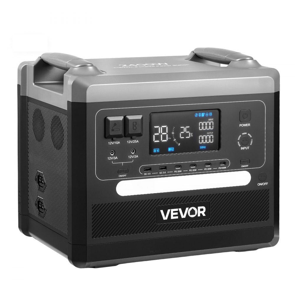 VEVOR Portable Power Station, 2400W 2160Wh Power Station Solar Generator with 10 Output Ports & Adjustable Input Power, Expandable LiFePO4 Battery Backup for Home Camping RV (Solar Panel NOT Included)