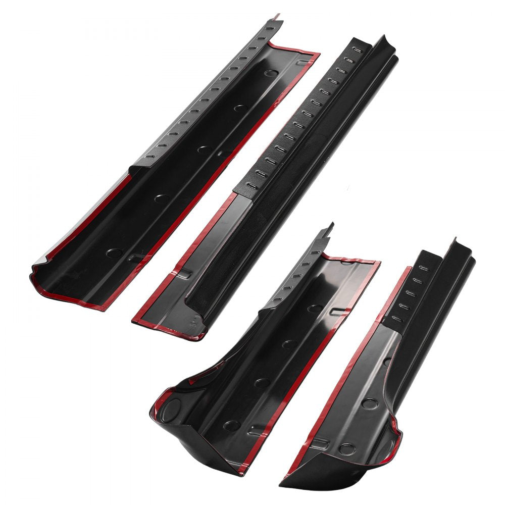 VEVOR Rocker Panel Guard, 4-Piece Set Compatible with 2014-2018 Chevrolet Silverado 1500 Extended Cab, Replacement for 14068 Trail Armor Side Skirts Extension Body Kit, Driver Side, 3M Adhesive, Black