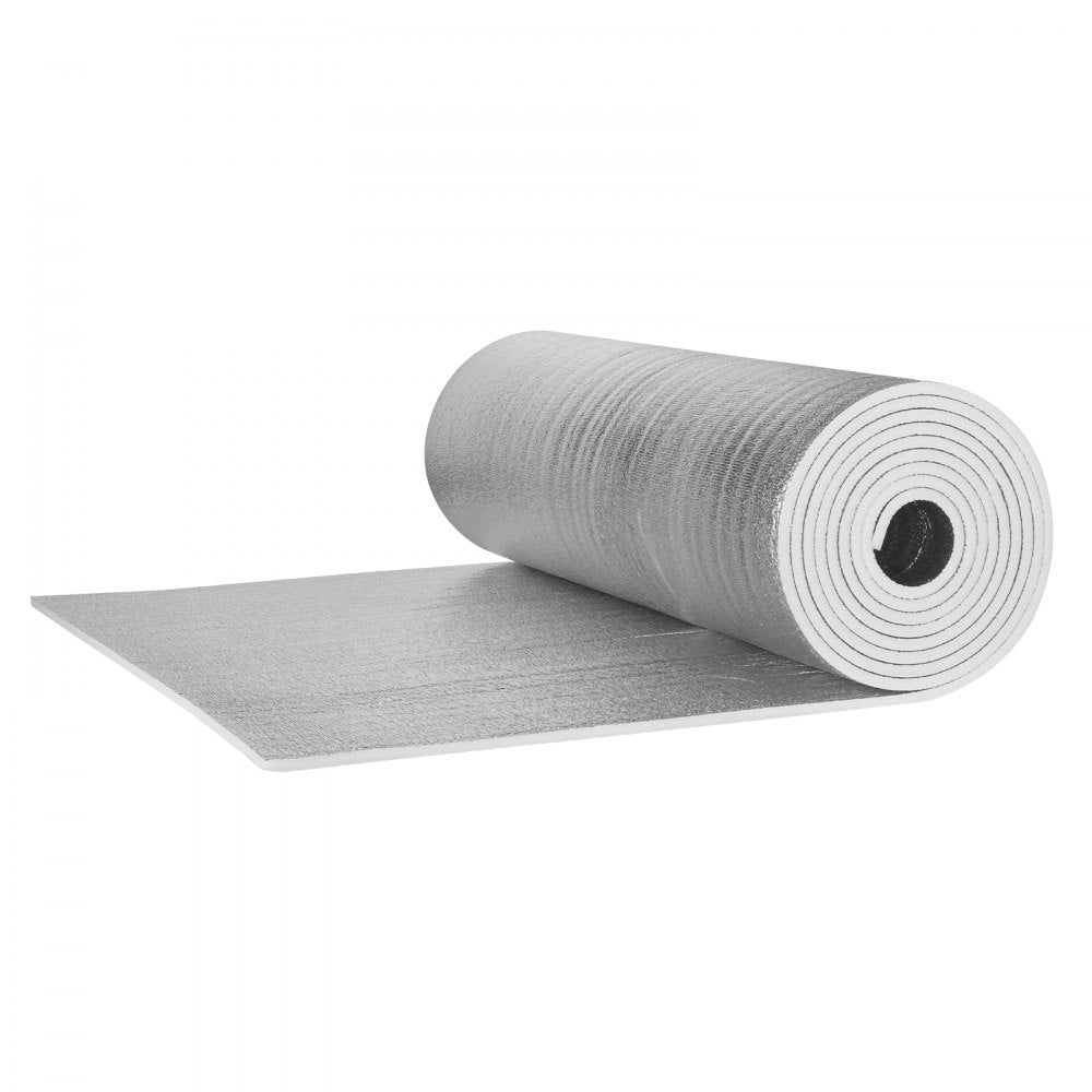 VEVOR Double Reflective Insulation Roll, Foam Core Radiant Barrier, 15.1mm 48 in x 25 ft, Double-Sided Aluminum Foil EPE Foam Heat Reflective Shield, Thermal Insulation Roll for Window RV Roof