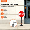 VEVOR Cast Iron Sign Post, 4 ft Portable Heavy Duty Steel Post Sign Holder with Hard Plastic Base & Wheels, U-Channel Sign Stand for Garden, Courtyard, Farm or Traffic Intersection, Black