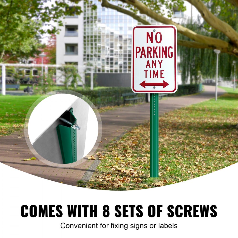 VEVOR 6FT U-Channel Sign Post, 4Pack Green Heavy Duty Steel Fixed Fence Post, Steel Fence U-Channel Sign for Garden, Courtyard, Farm or Traffic Intersection