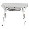 VEVOR Folding Camping Table, Portable Roll Up Side Tables, Lightweight Aluminum Beach Table with Adjustable Height, Top Mesh Layer and Carry Bag, For Outdoor BBQ Tailgating Picnic, Travel, Silver