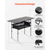 VEVOR Folding Camping Table, Portable Roll Up Side Tables, Lightweight Aluminum Beach Table with Adjustable Height, Large Storage Bag and Carry Bag, For Outdoor BBQ Tailgating Picnic, Travel, Black