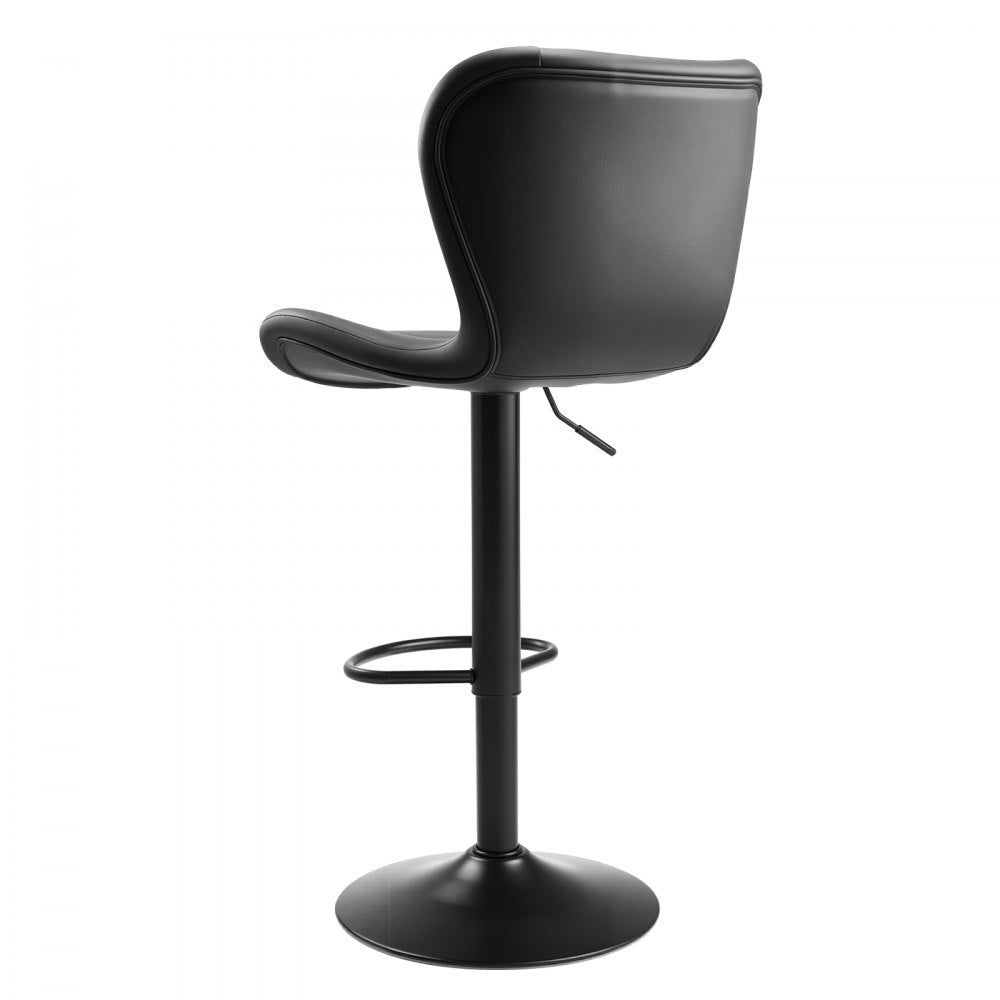 VEVOR Bar Stool Set of 2, Modern PU Leather Counter Height Stools, Swivel Kitchen Barstool with Back and Footrest, Height Adjustable Armless Bar Chair, Island Barstools for Kitchen, Dining Room, Black