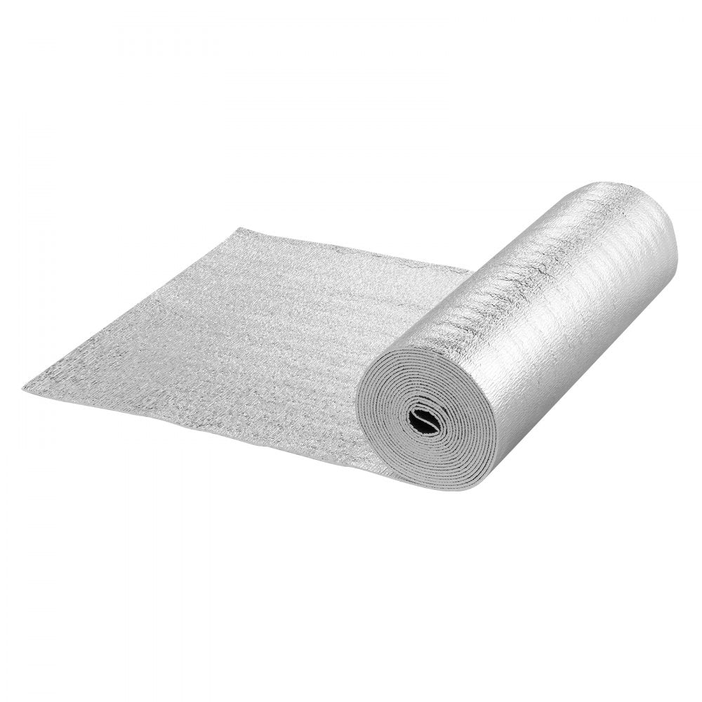 VEVOR Double Reflective Insulation Roll, Foam Core Radiant Barrier, 3.2 mm 24 in x 25 ft, Double-Sided Aluminum Foil EPE Foam Heat Reflective Shield, Thermal Insulation Roll for Window RV Roof