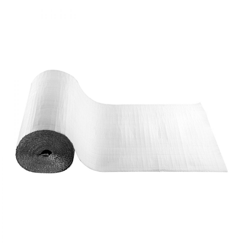 VEVOR Reflective Insulation Roll, Double-Layer Air Bubble Radiant Barrier, 6mm 48 in x 100 ft, Aluminum Foil White PE Film Heat Reflective Shield, Thermal Insulation Roll for Garage Door Window RV Roofs