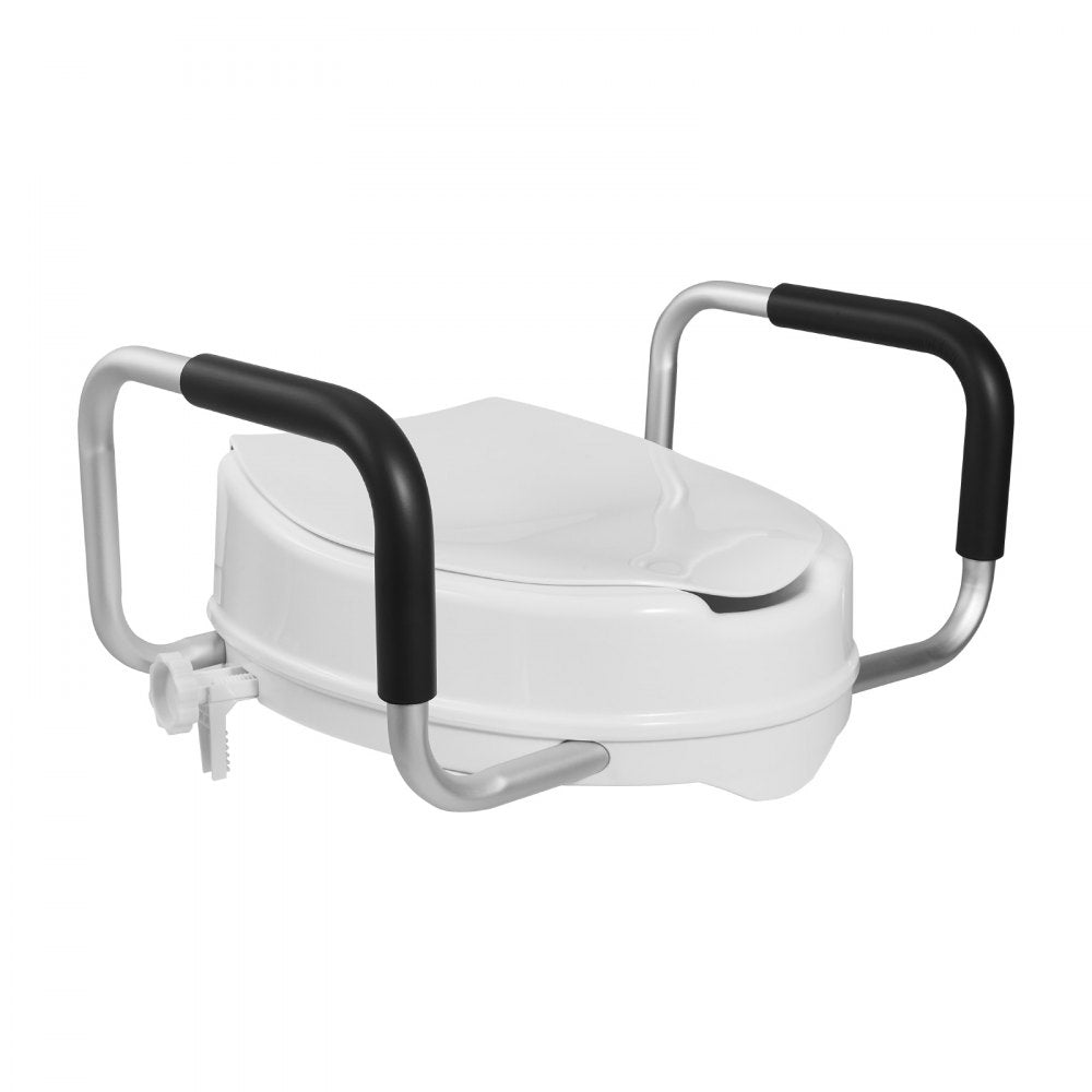 VEVOR Raised Toilet Seat with Arms, 300 lbs Load Capacity, 4-Inch Lift Height, Widened Commode Elevated Toilet Seat Riser with Padded Handles for Seniors, Elderly, Handicap, Disabled, and Adults Use