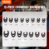 VEVOR Crowfoot Wrench Set, 1/2" and 3/8" Drive 15-Piece Crows Foot Wrench Set with PP Storage Case,  Metric 8-24 mm, CRMO Steel and  Manganese Phosphate Finish, for Mechanical Maintenance or Repairs