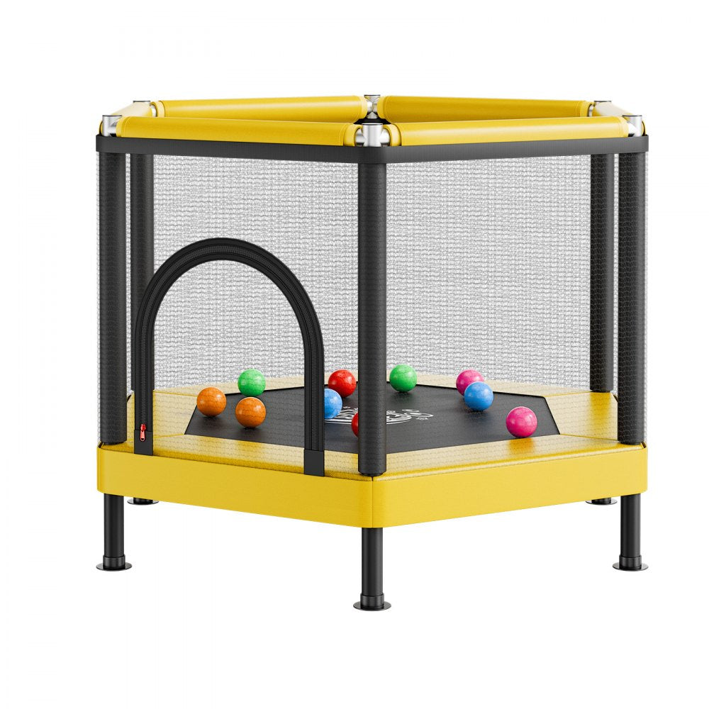 VEVOR Trampoline for Kids, Toddler Mini Trampoline, 132 lbs Capacity Indoor Outdoor Play Toys with Enclosure Net and Basketball Hoop, Easy to Assemble, Christmas Toys Birthday Gifts for Girls Boys
