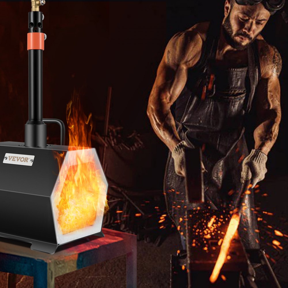 VEVOR Propane Forge Portable, Single Burner Tool and Knife Making, Large Capacity Blacksmith Farrier Forges, Mini Furnace Blacksmithing, Gas Forging Tools and Equipment, Complete Kit