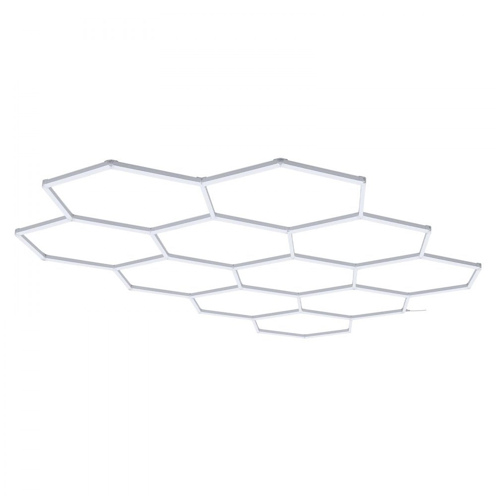 VEVOR Hexagon Garage Lights 330W 39600LM 6500K 11 Grid Systems LED Light, Bright Honeycomb Hex Car Detailing Lighting, Easy Install, Durable PC Material, for Garage, Warehouse, Workshop, Shop, Gym